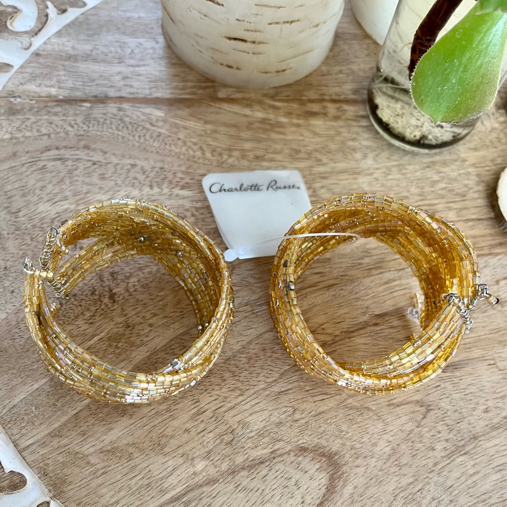 Nwt Never Worn - Pretty Gold Beaded Cuffs.